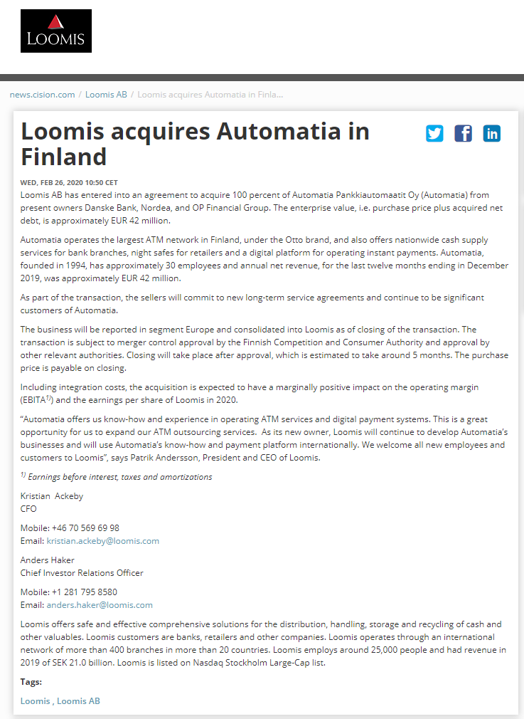 Acquisition Loomis